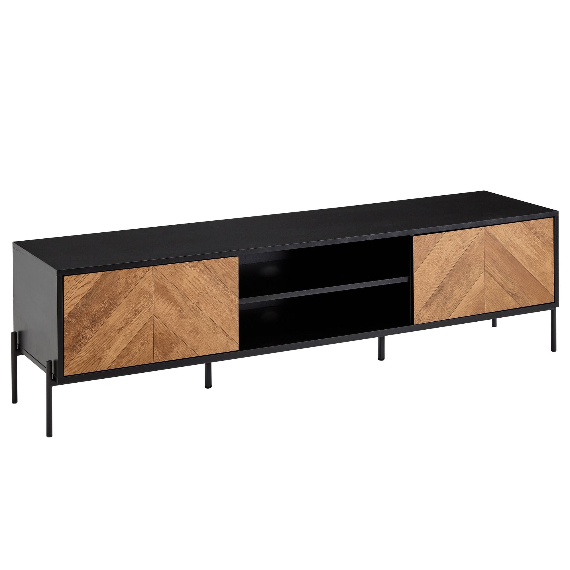 Nancy's Parada TV Furniture - TV Cabinet - Lowboard - Brown / Black - Chipboard / Steel - ± 160 x 40 x 45 cm