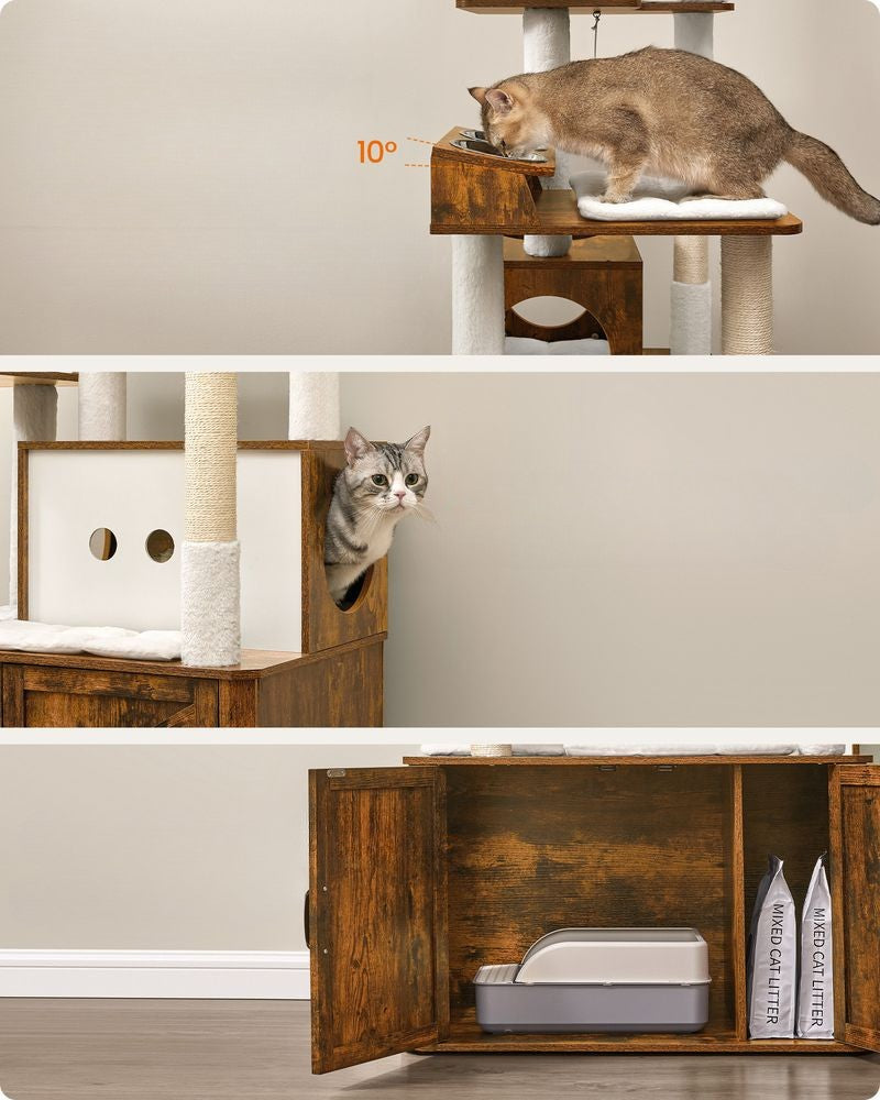 Nancy's Ovoa Krabpaal - Kattenboom - Kattentoren - Vintage Bruin - ± 80 x 50 x 170 cm