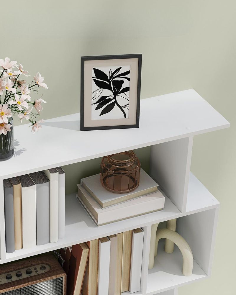 Nancy's Mesero Boekenkast - Opbergkast - Vitrinekast - S-vorm - Wit - ± 90 x 25 x 160 cm