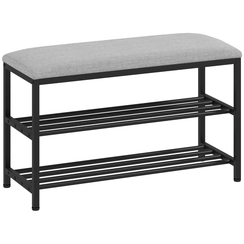 Nancy's Onna Schoenenbank - Schoenenrek - Opbergbank - Zwart / Grijs - ± 80 x 30 x 50 cm