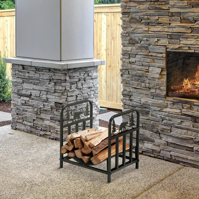 Nancy's Triana Firewood Rack - Wood Storage - Firewood Storage - Black - Steel