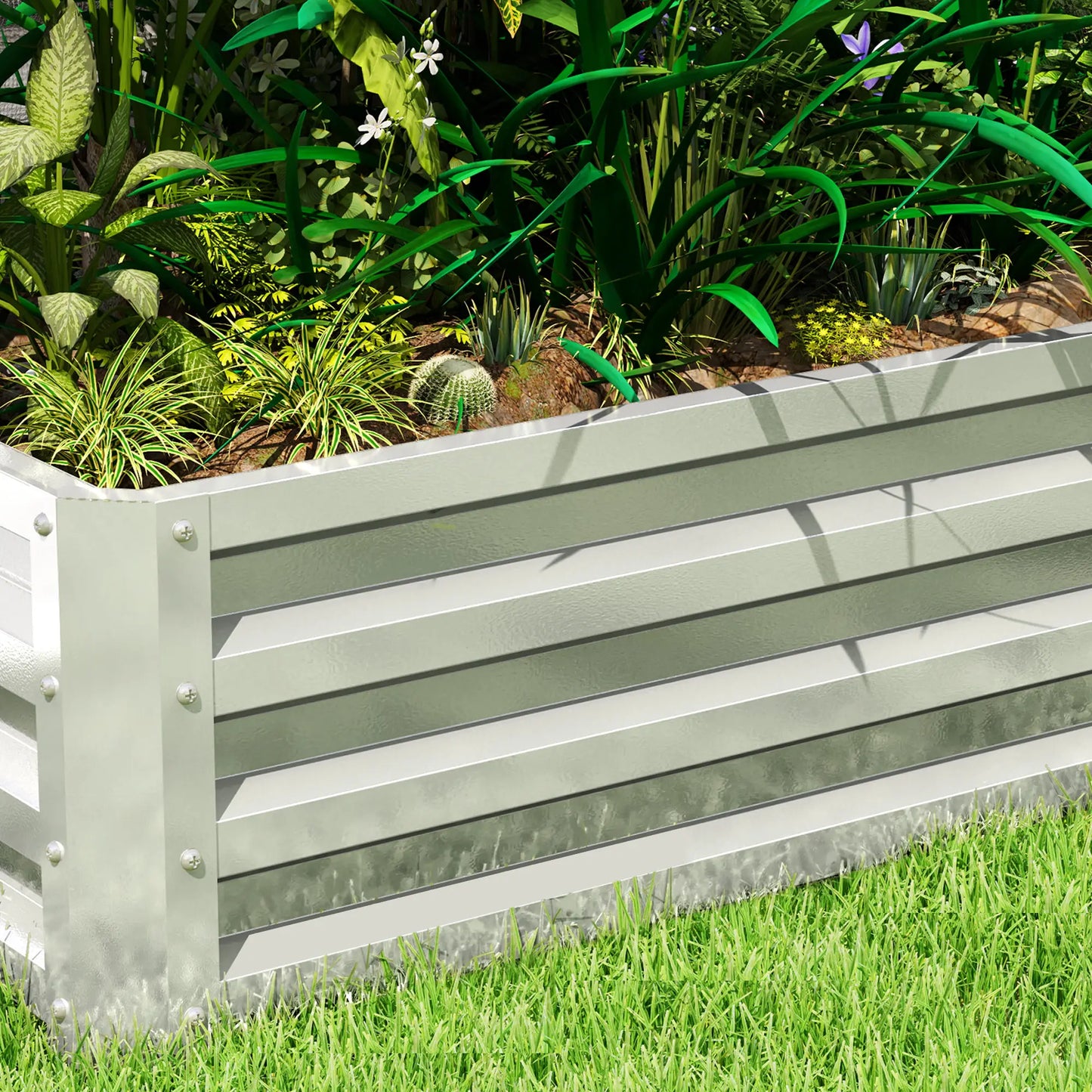 Nancy's Fonteno Plantenbak - Bloembak - Bloembed - Tuinbed - Zilver - Staal - ± 120 x 60 x 30 cm