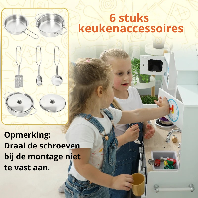 Nancy's Ortelle Kinderkeuken - Speelgoedkeuken - Speelkeukentje - Inclusief accessoires - Wit