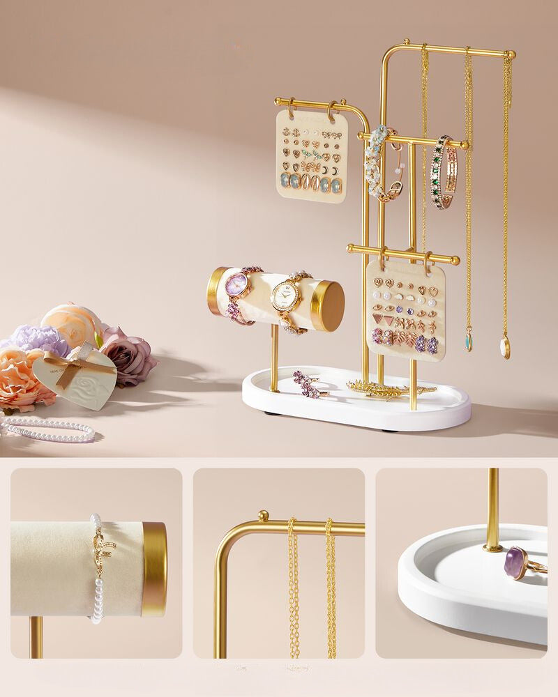 Nancy's Coutada Sieradenhouder - Sieraden rek - Sieradenstandaard - Goud - Staal / Fluweel - Nancy Homestore