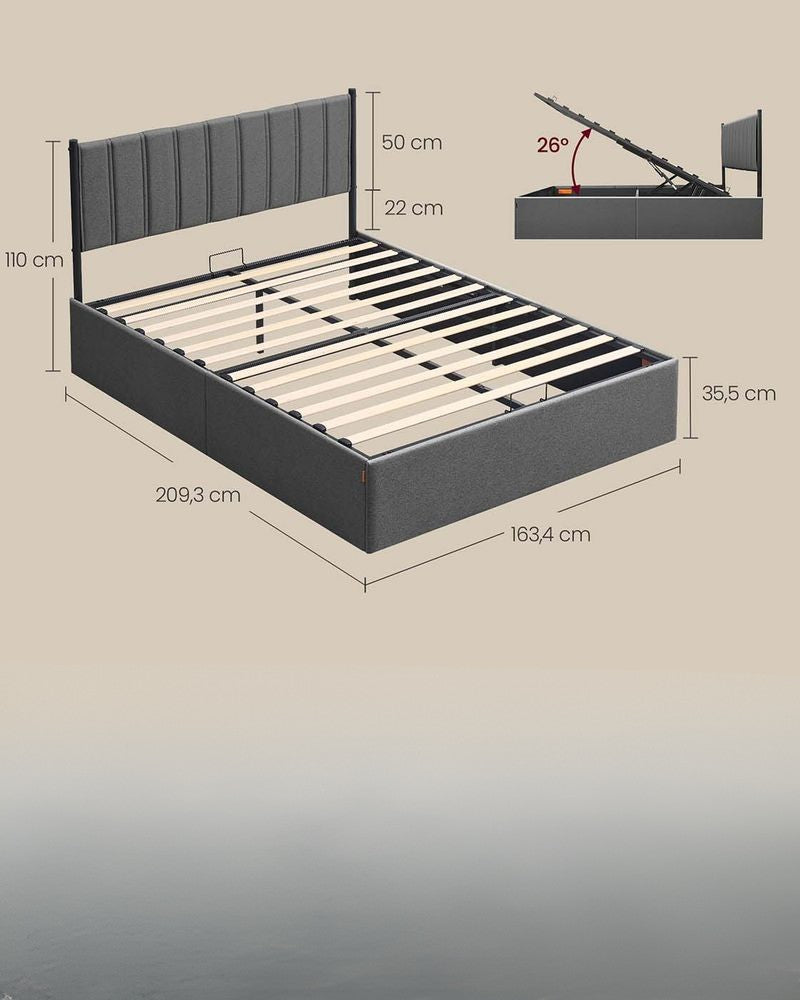 Nancy's Oggiono Logeerbed - Ruim 2-Persoons - Veel opbergruimte - Donkergrijs