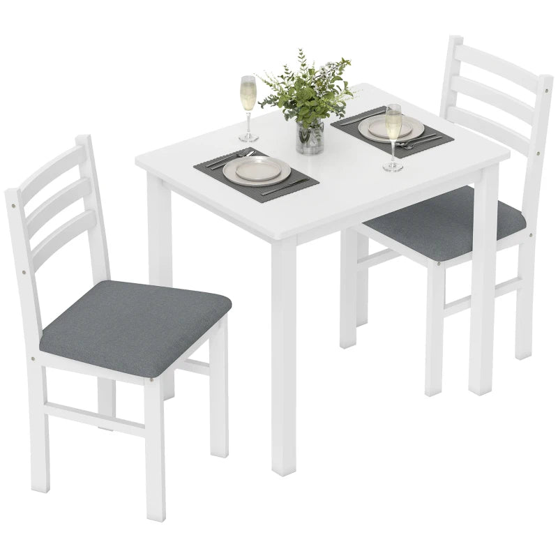 Nancy's Mirto Eettafel Rechthoekig met 2 Stoelen - Eetkamertafel - Keukentafel - Eettafel set - Wit / Grijs