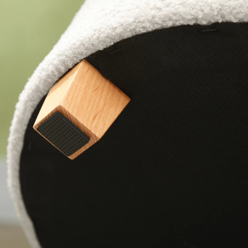 Nancy's Marene Opbergbank - Poef met opbergruimte - Krukje - Hocker - Wit - Teddy / Fleece Look - Ø45 x 41 cm