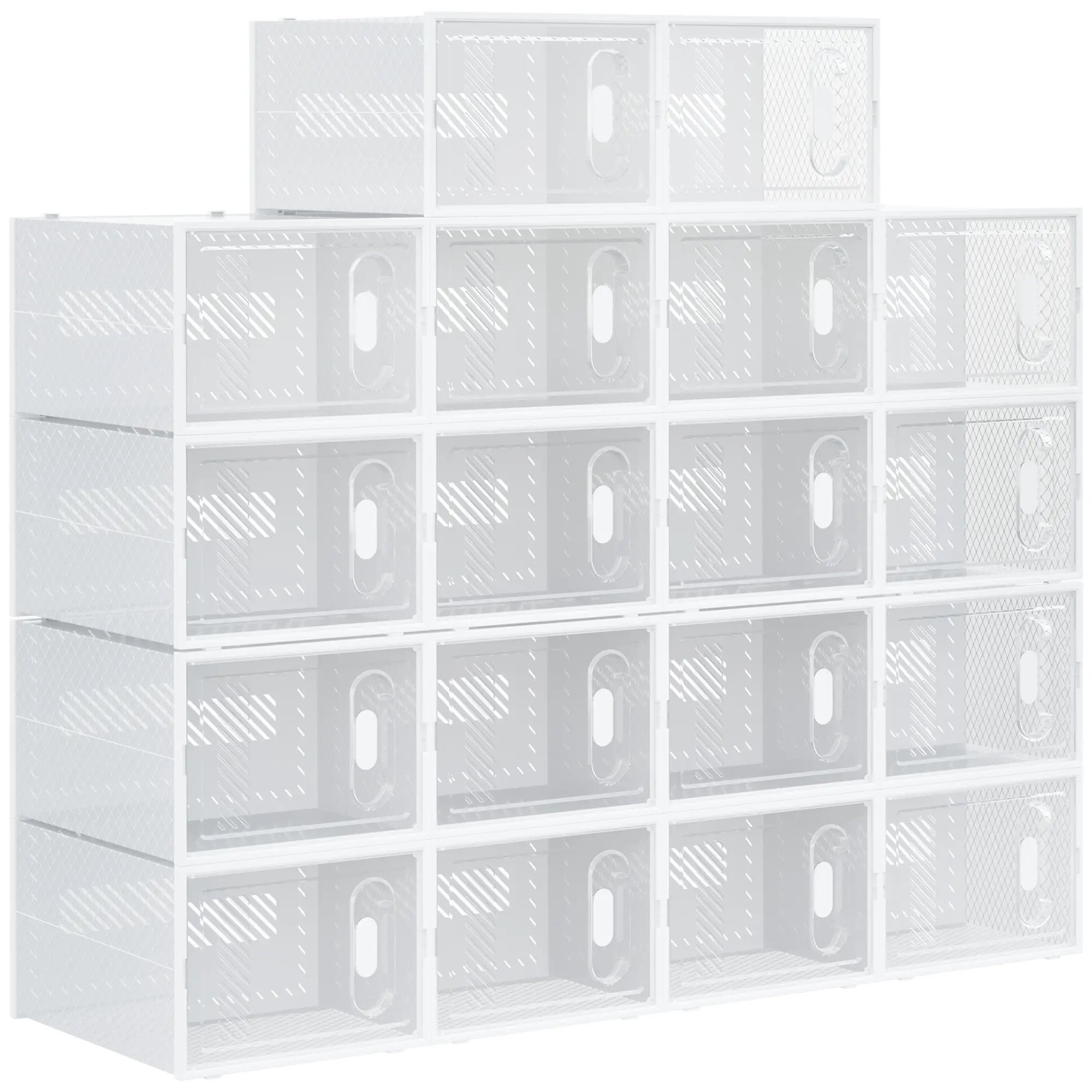 Nancy's Clusone Opbergbox - Opbergdoos - Schoenendozen - Stapelbaar - Transparant / Wit