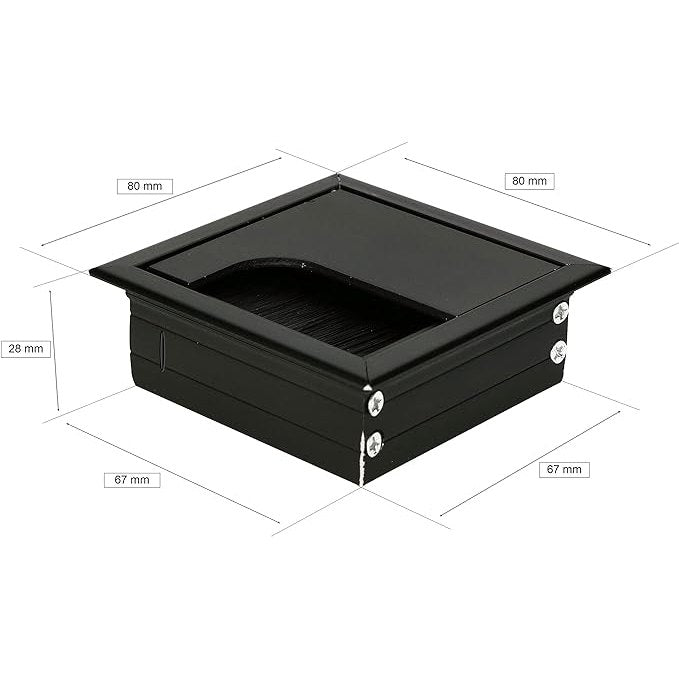 Eleganca Aluminium kabeldoorvoer voor bureau 8x8 cm Mat Zwart