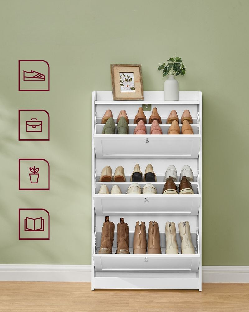 Nancy's Souto Schoenenkast - Schoenenrek - Wit - ± 60 x 25 x 110 cm