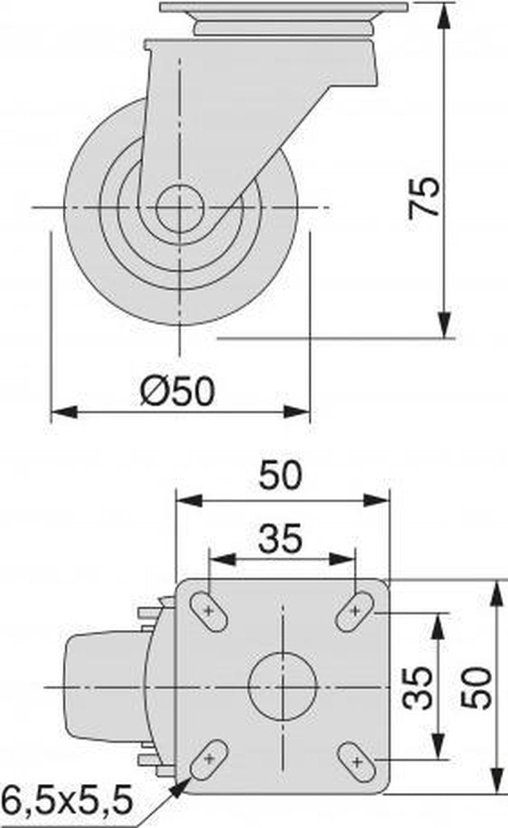 Nancy's stevige zwenkwielen 75mm transportwielen set van 4 Grijs