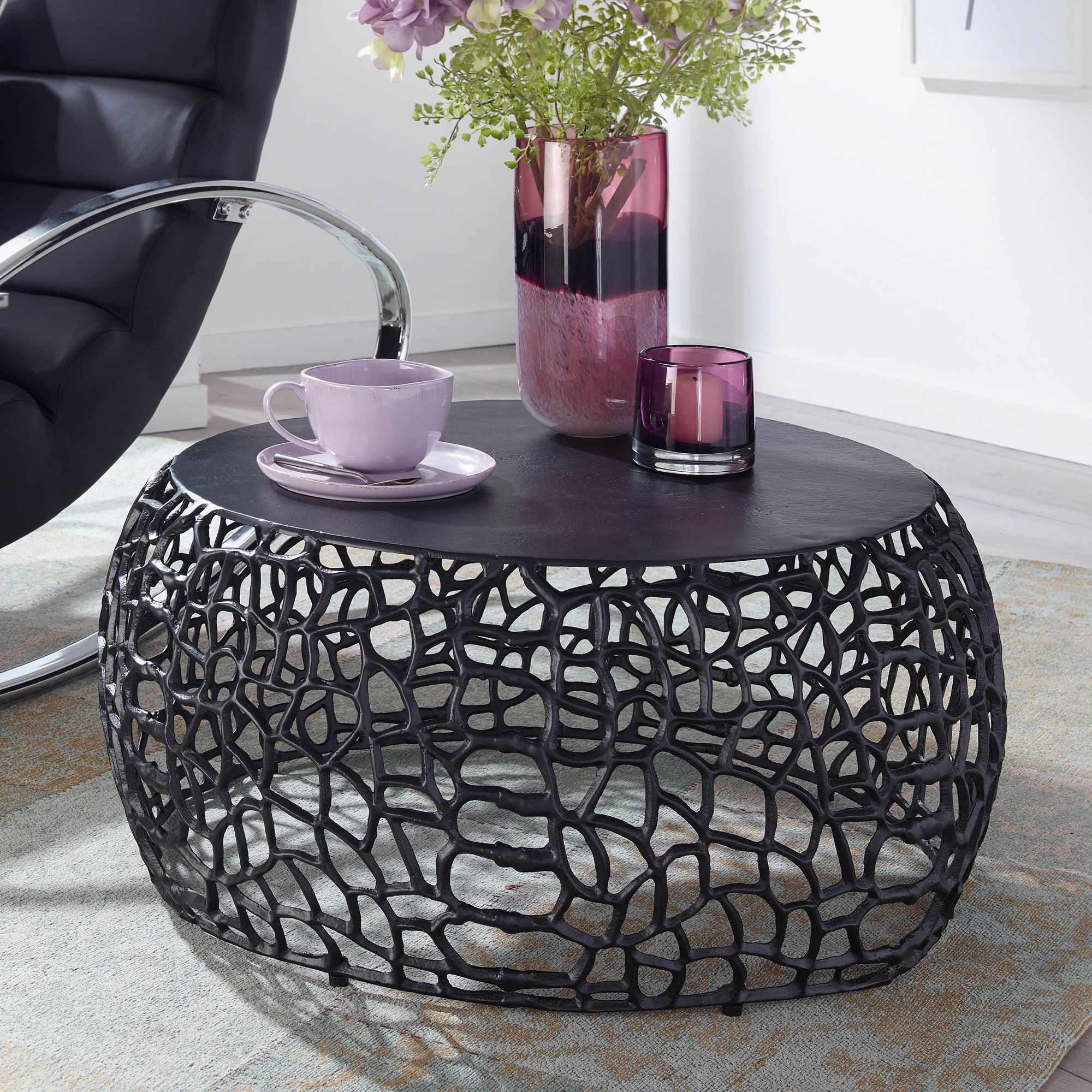 Nancy's Loivos Coffee table - Coffee table - Side table - Black - Aluminum - ± Ø 65 x 30 cm