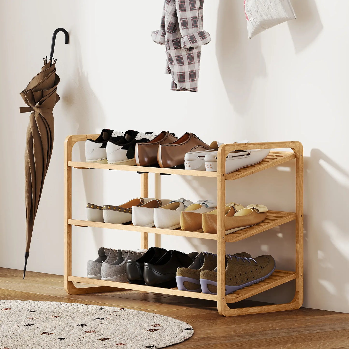 Nancy's Malfa Schoenenrek - Opbergrek voor schoenen - Naturel hout - Bamboe - ± 75 x 35 x 50 cm