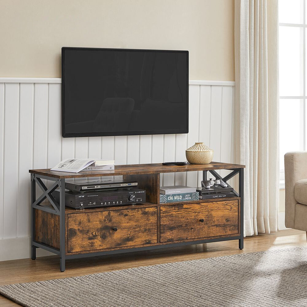 Nancy's Guildford TV kast - TV meubel - TV tafel - Industrieel - Zwart - Bruin - 120 x 40 x 50 cm