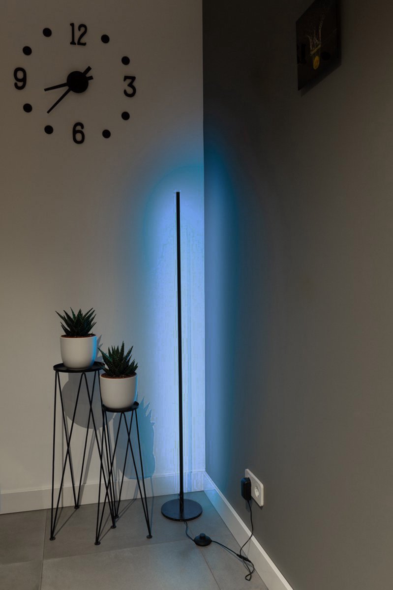 Realight RGB LED Vloerlamp 146cm dimbaar Inclusief Afstandsbediening Zwart