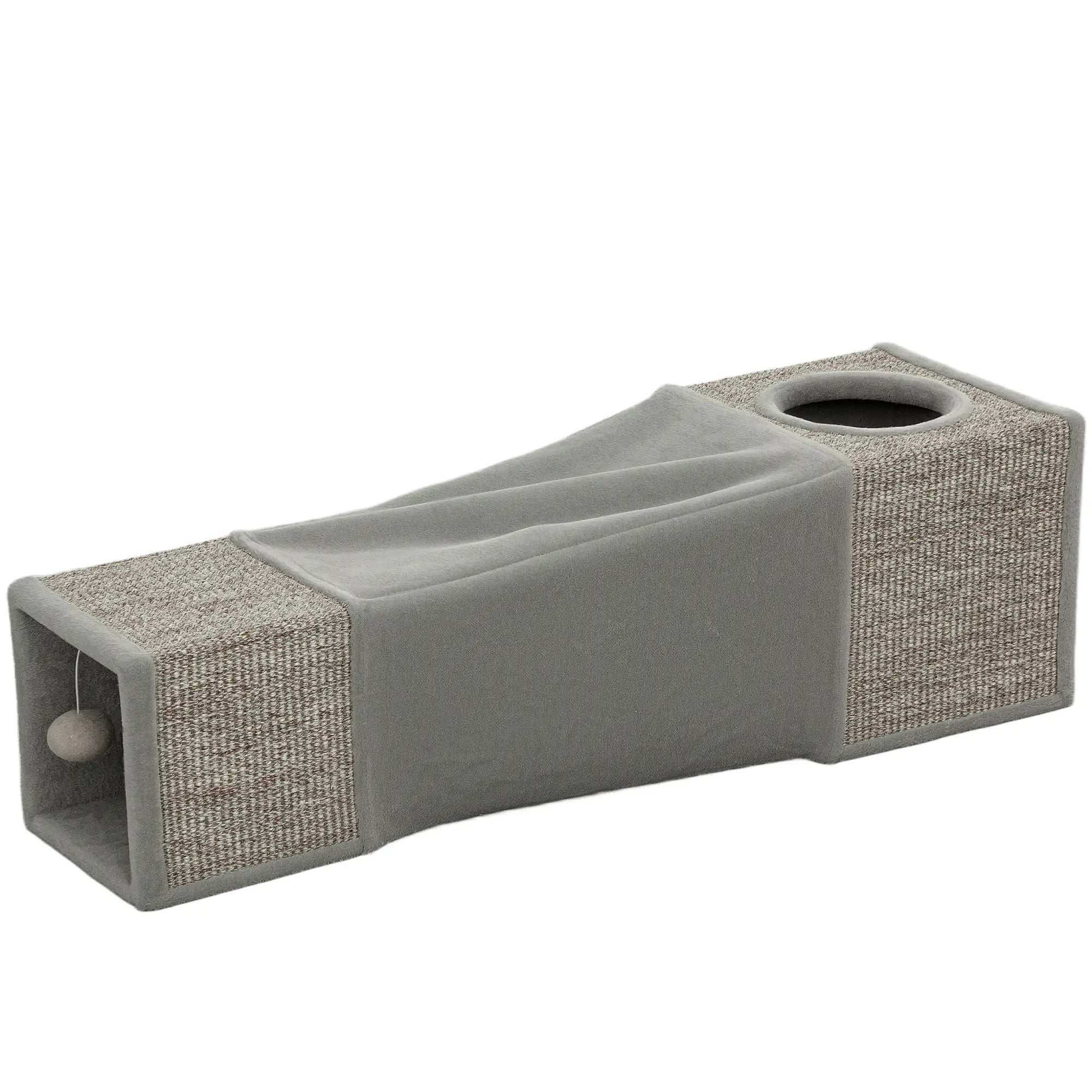 Nancy's Frassino Kattentunnel - Kattengrot - Bruin / Grijs - ± 100 x 30 x 30 cm