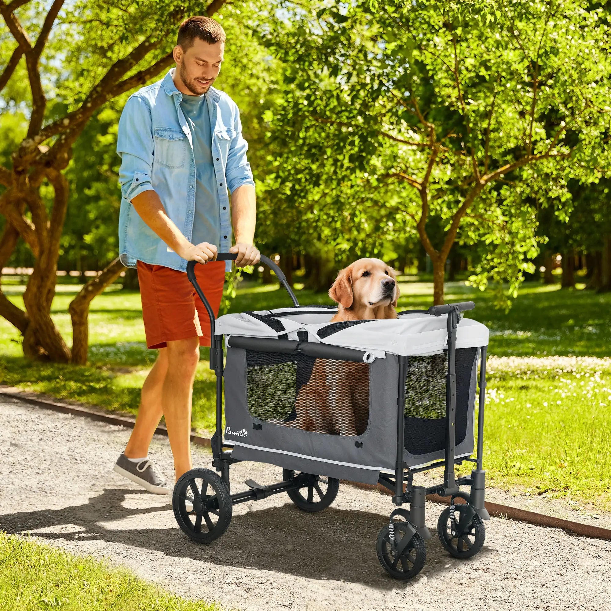 Nancy's Imer Reiswagen voor Huisdieren - Hondenwagen - Hondenbuggy - Grijs / Zwart