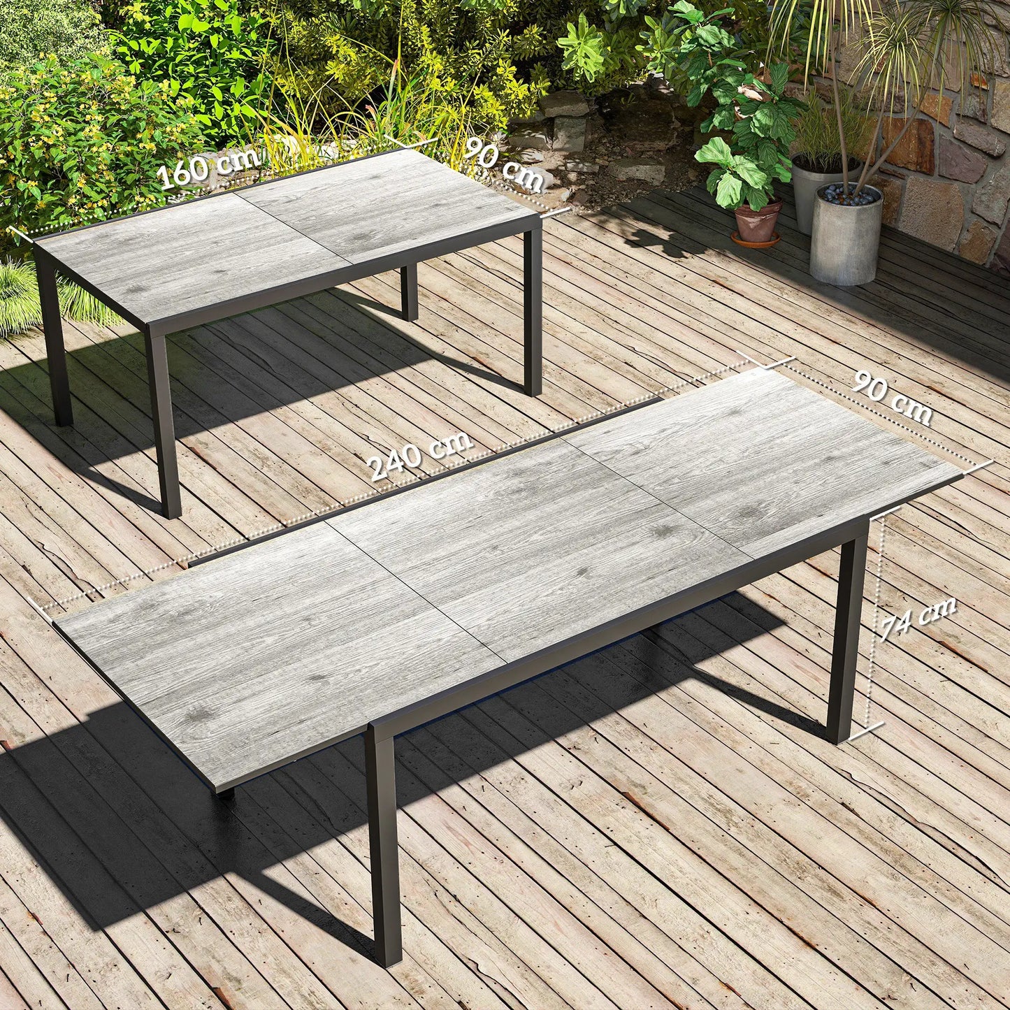 Nancy's Gangi Tuintafel - Eettafel voor Buiten - Terrastafel - Uitschuifbaar - Grijs