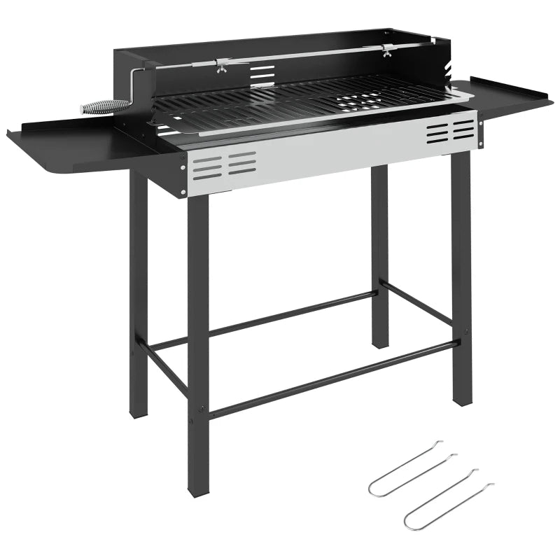 Nancy's Feitos Barbecue - BBQ - Grill - Met Draaispit - Houtskool - Verstelbaar Grillrooster - Staal - Zwart