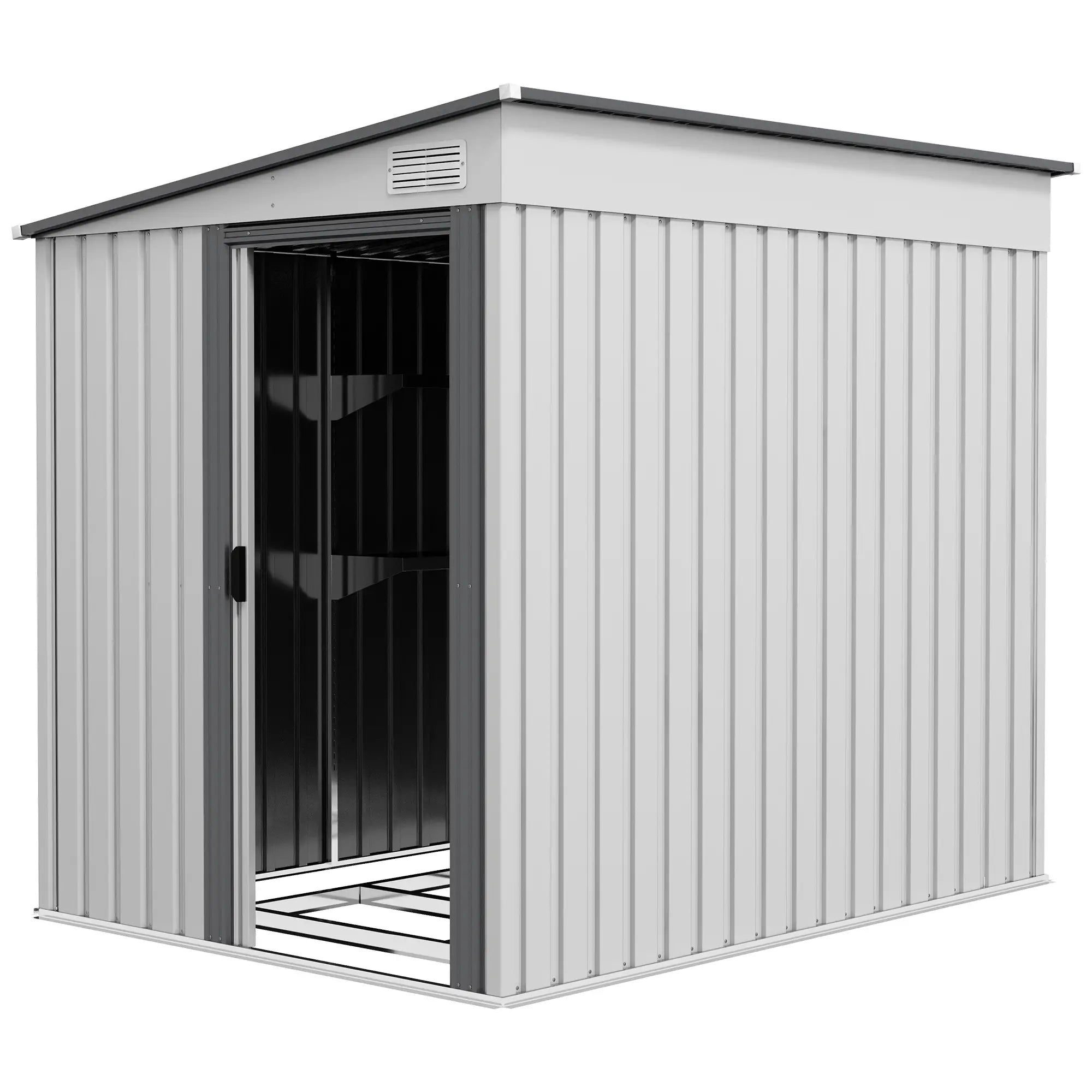 Nancy's Malamocco Opbergschuur - Tuinschuur - Schuurtje - Wit - Staal - 154 x 206,5 x 160/181 cm