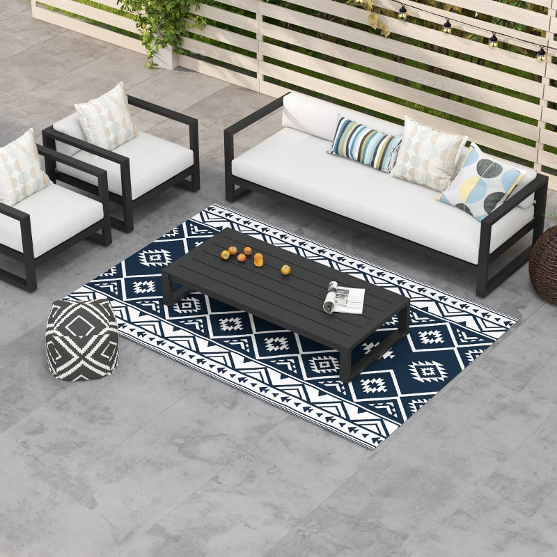Tapis d'extérieur Nancy's Bratana - Tapis de balcon - Tapis de jardin - Tapis de jardin - Bleu / Blanc - 182 x 274 cm