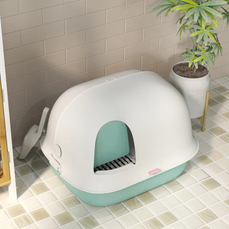 Nancy's Biscainho Kattenbak - Katten wc - Katten Toilet - Groen / Wit - ± 60 x 45 x 40 cm
