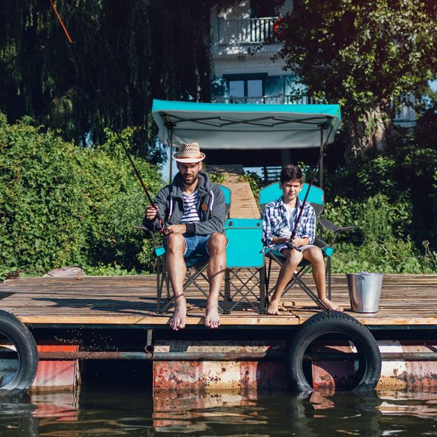 Nancy's Muro Dubbele Klapstoel met Draagtas - Campingstoel - Kampeerstoel - Strandstoel - Blauw