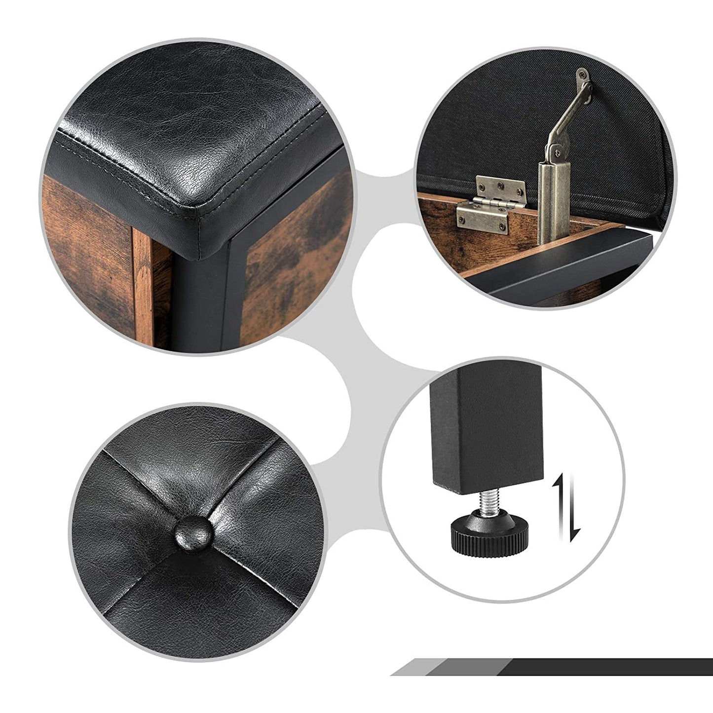 Nancy's Wenatchee Hocker - Schoenenbank - Hockers - Bedkast - Kunstleer en Hout - 100 x 40 x 47 cm (L x B x H)
