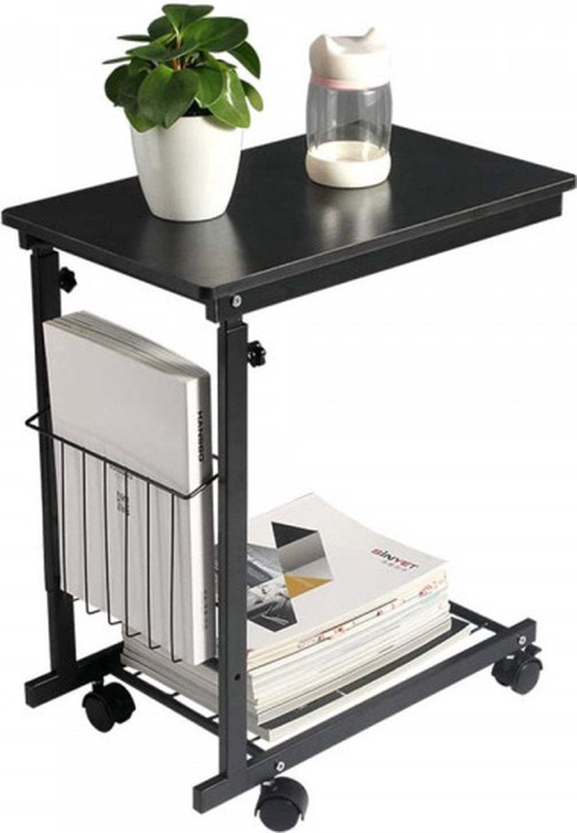 Eleganca Table d'appoint réglable sur roulettes Noir