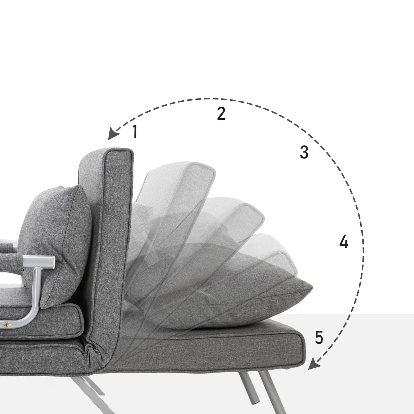 Nancy's Manarola Slaapbank - Slaapfauteuil - Verstelbaar - Grijs - Linnen