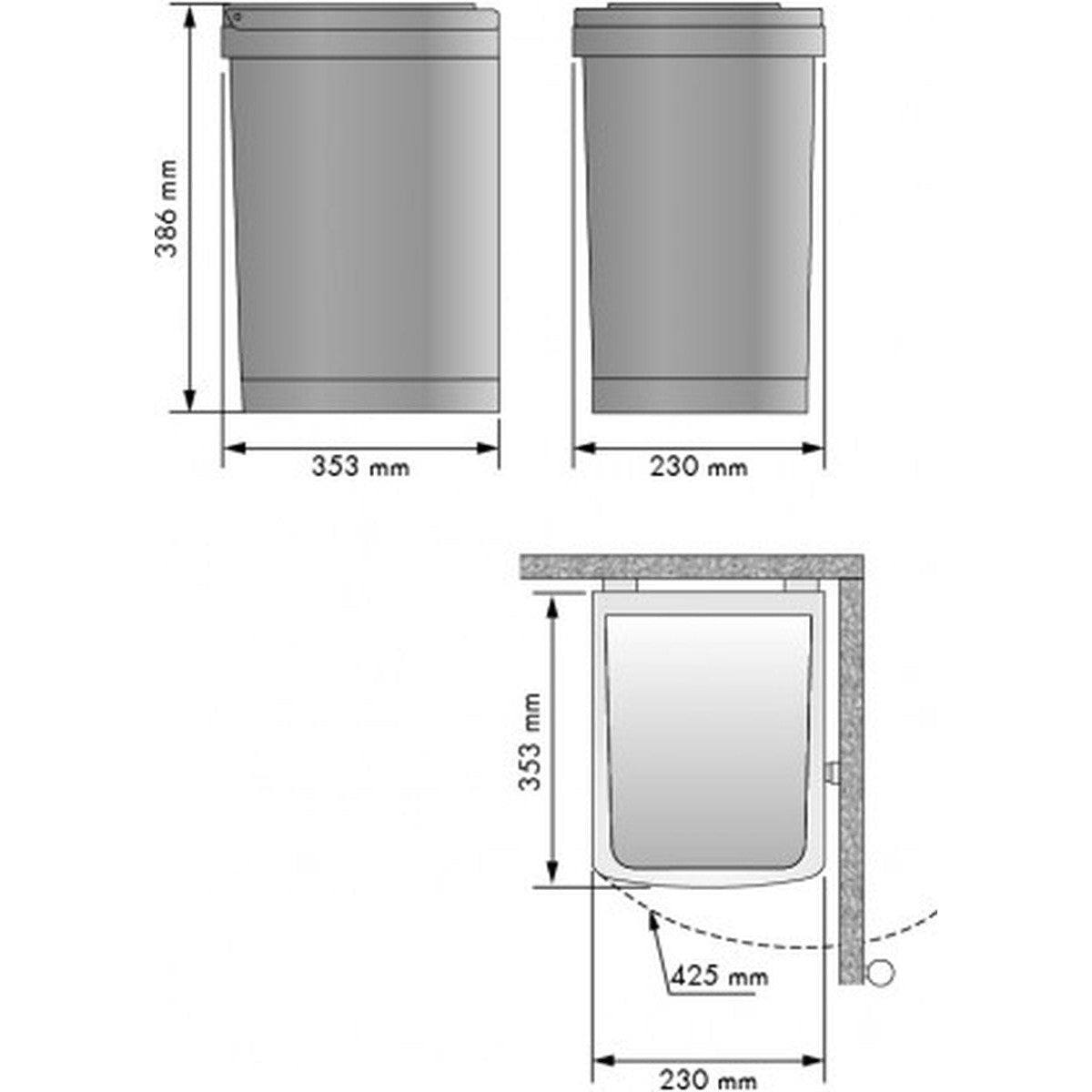 Eleganca Inbouw prullenbak - Inbouw afvalemmer - Inbouw afvalbak - Inbouw vuilnisbak - 21 Liter