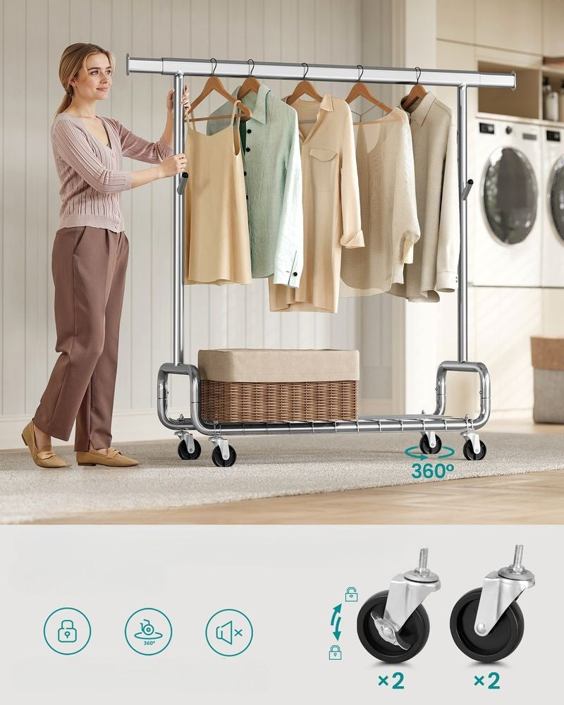 Nancy's Piediluco Kledingrek tot 200kg - Garderoberek - Kledingstang - Zilver - Staal