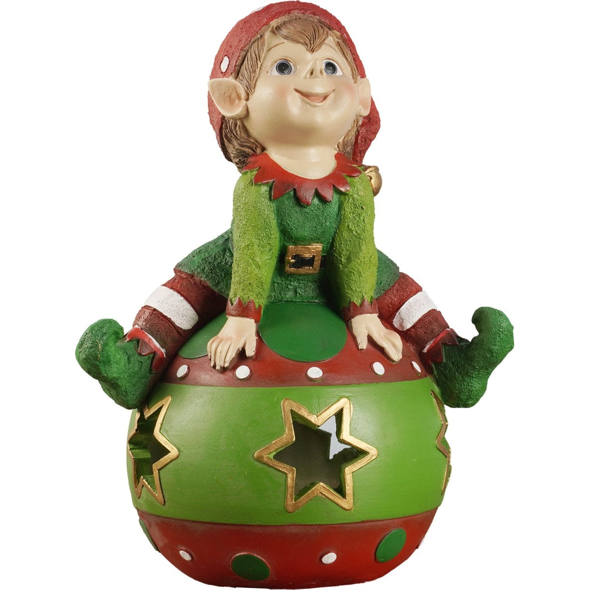Kristmar Kerst elf met LED-verlichting Groen