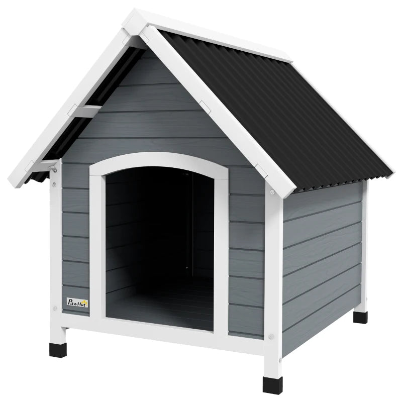 Nancy's Aprilia Dog House - Dog Residence - Dog Kennel - Weatherproof - Grey / Black - Pine Wood ± 75 x 90 x 80 cm