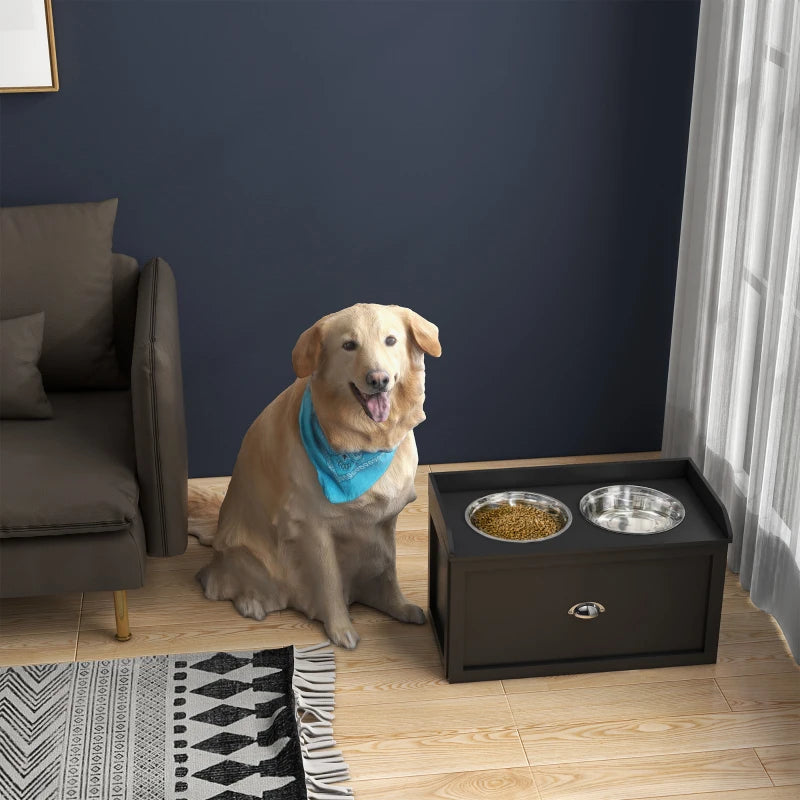 Nancy's Nicolosi Voerbak voor Honden - Drinkbak - Voerstation - Zwart - ± 60 x 30 x 35 cm