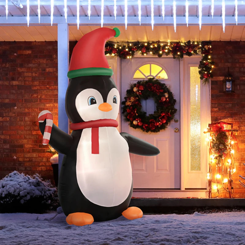 Nancy's Ormea Opblaasbare Pinquïn - Kerstversiering - Kerstdecoratie voor buiten - LED-Lampjes -  ± 160 x 100 x 250 cm