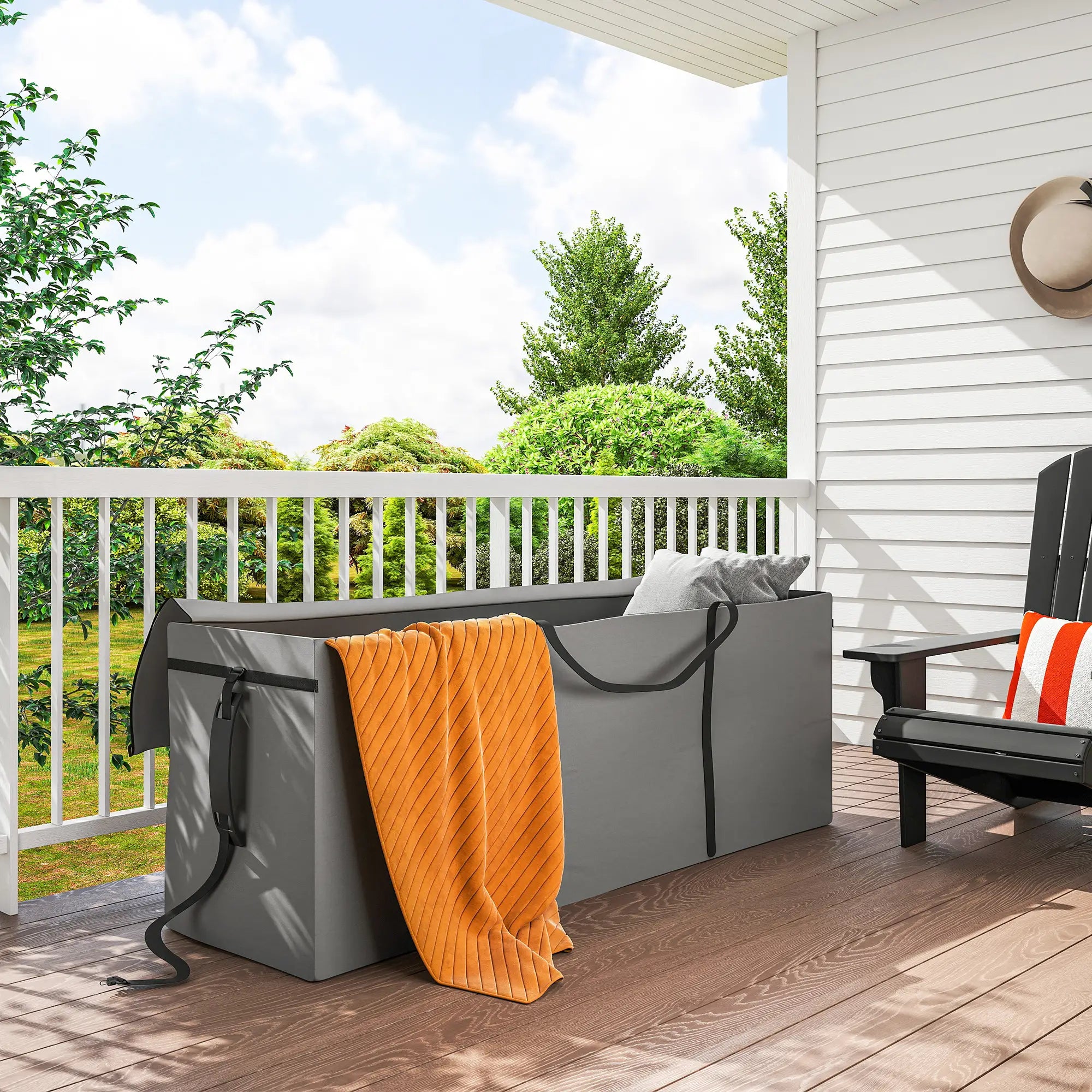 Nancy's Giarre Tuinkussenbox - Kussenbox - Opbergbox voor buiten - Grijs - 200 x 60 x 75 cm
