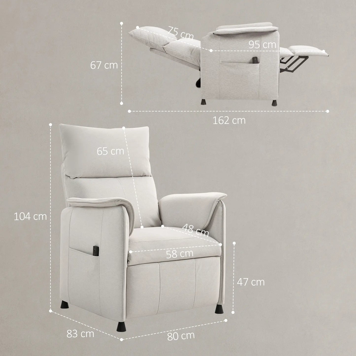 Nancy's Gignese Elektrische Fauteuil - Relaxfauteuil - Crème - Fluweel