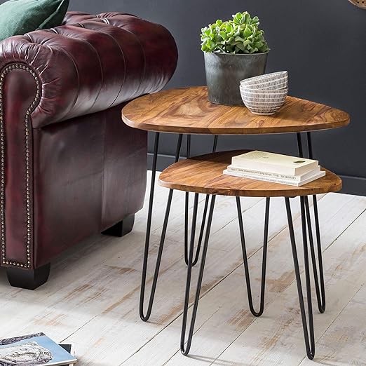Nancy's Nesttafels -Massief - Houten Bijzettafels - 60 x 56 x 60 cm