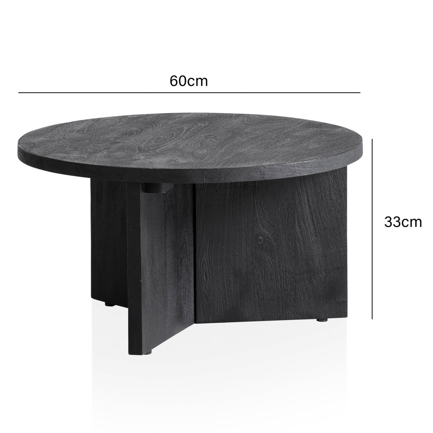 Nancy's Barca Salontafel - Koffietafel - Rond - Zwart - Mangohout - ± Ø 60 x 30 cm