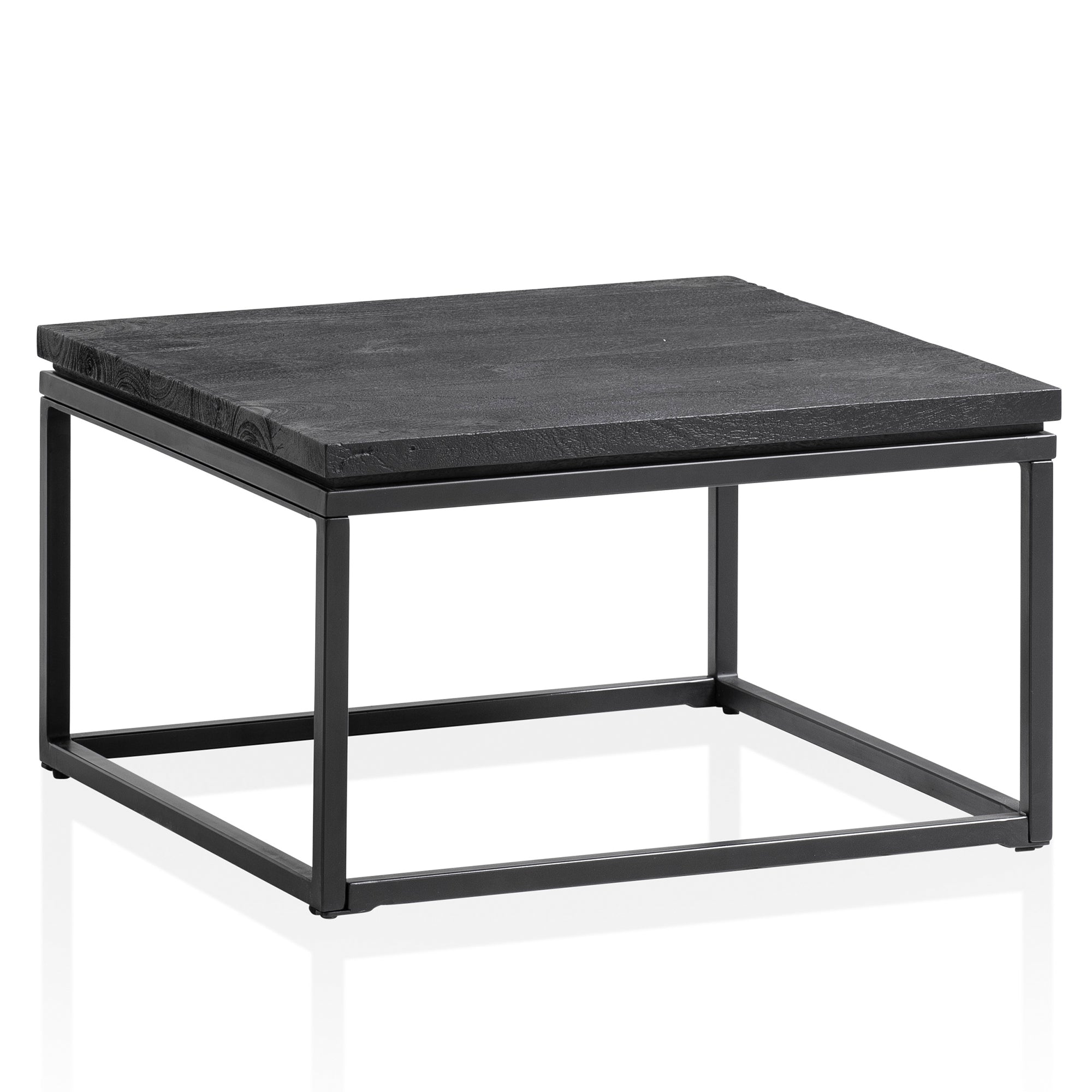 Nancy's Ruivos Salontafel - Koffietafel - Zwart - Mangohout / Staal - 60 x 60 x 35 cm