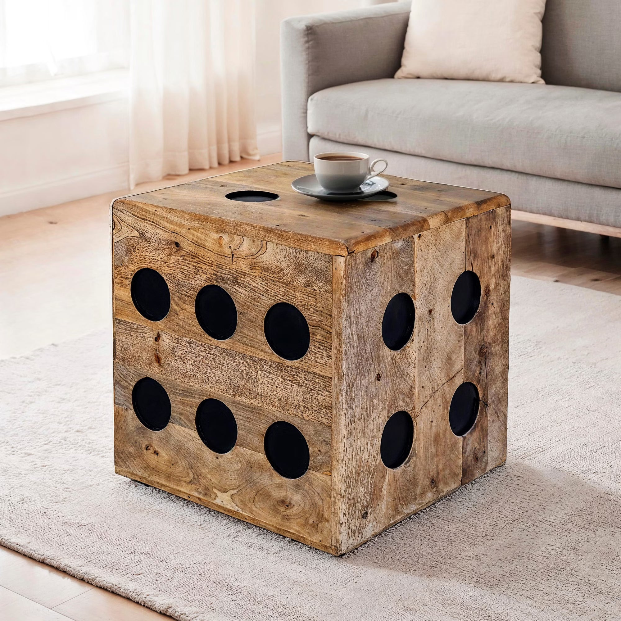 Nancy's Mombarcaro Bijzettafel vierkant - Salontafel - Koffietafel - Massief Mangohout - ± 40 x 40 x 40 cm