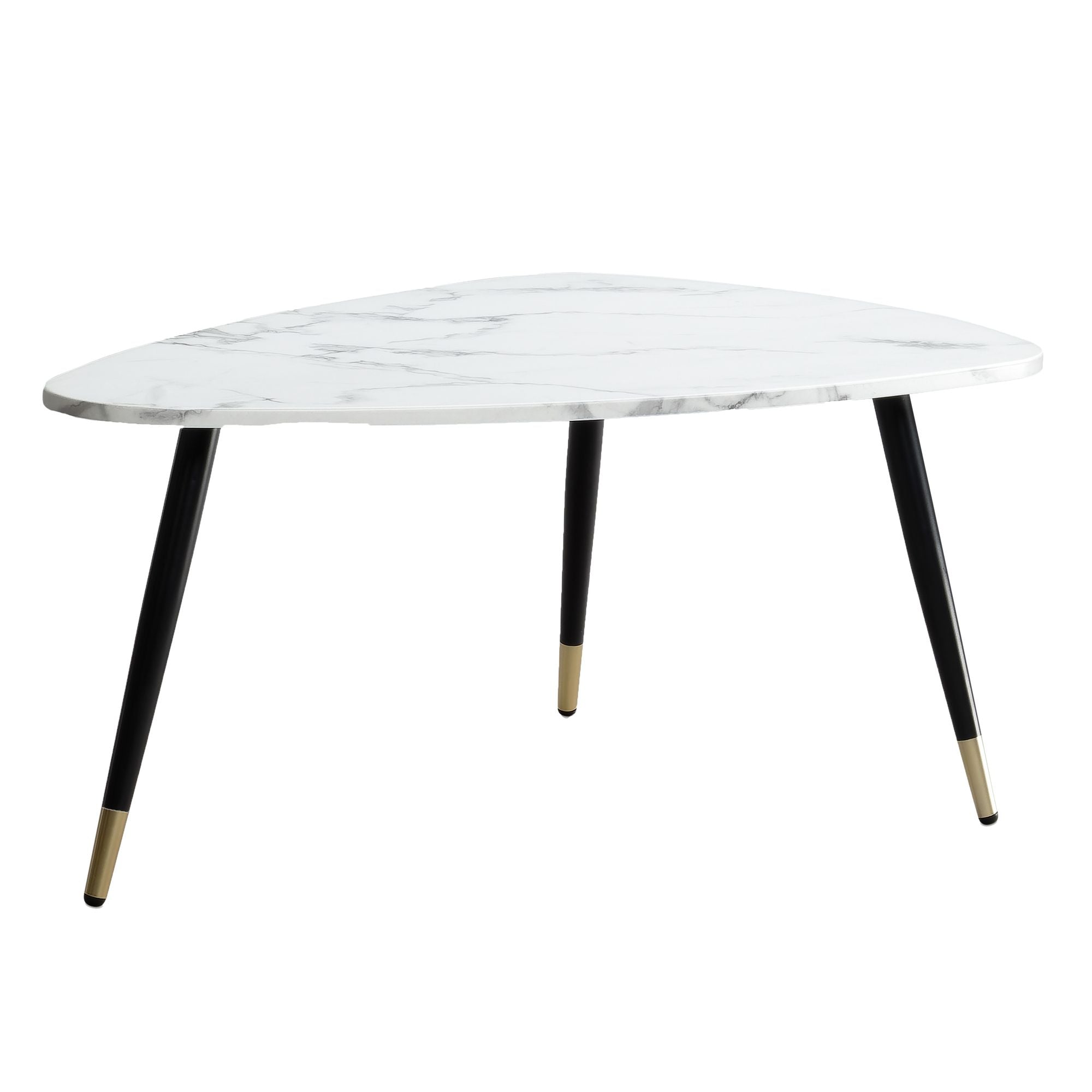 Nancy's Bordeira Coffee Table - Coffee Table - White Marble Look - Black / Gold - ± 90 x 40 x 60 cm
