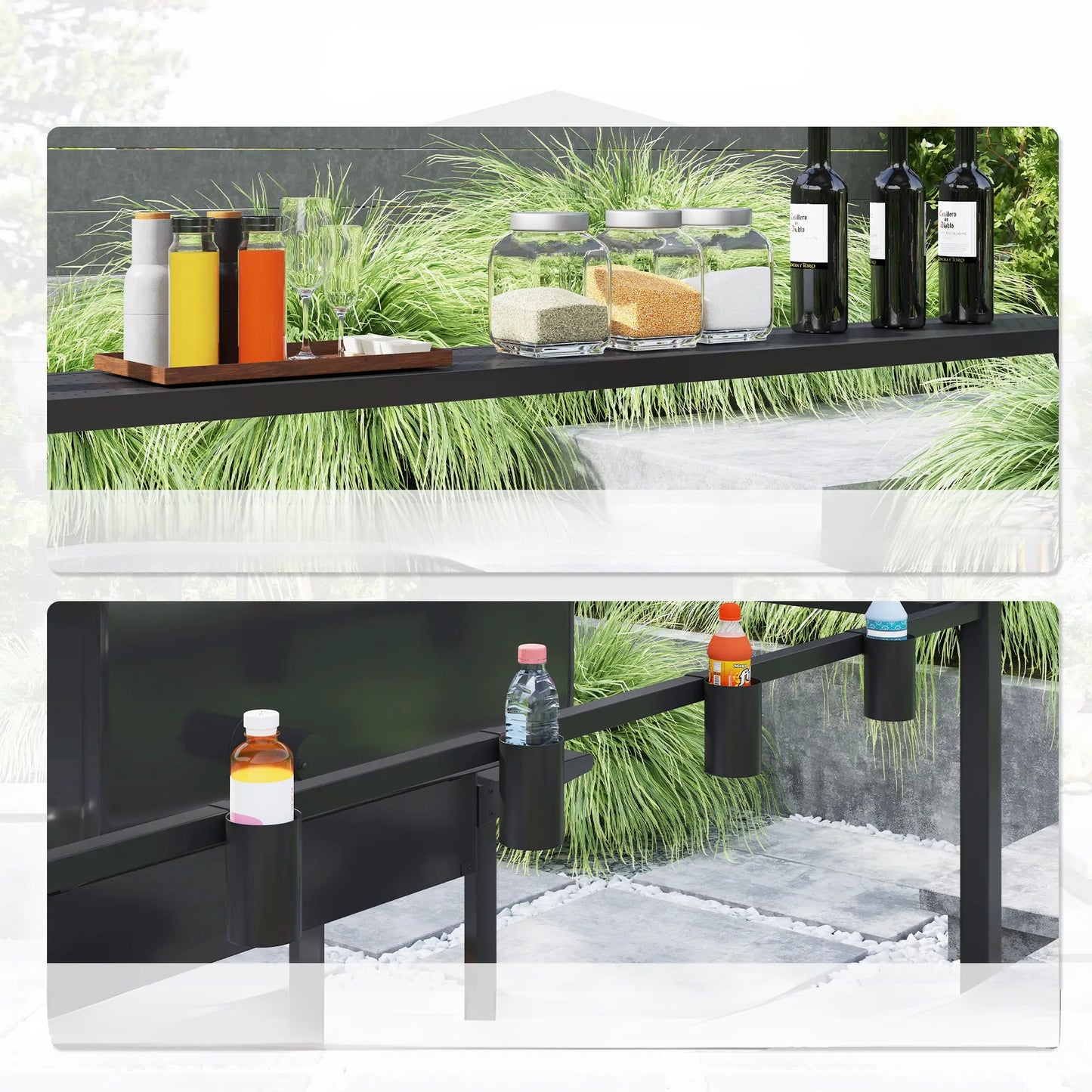 Nancy's Cossignano Barbecue Paviljoen - BBQ Afdak - BBQ Overkapping - Zwart - Staal - 250 x 160 x 250 cm