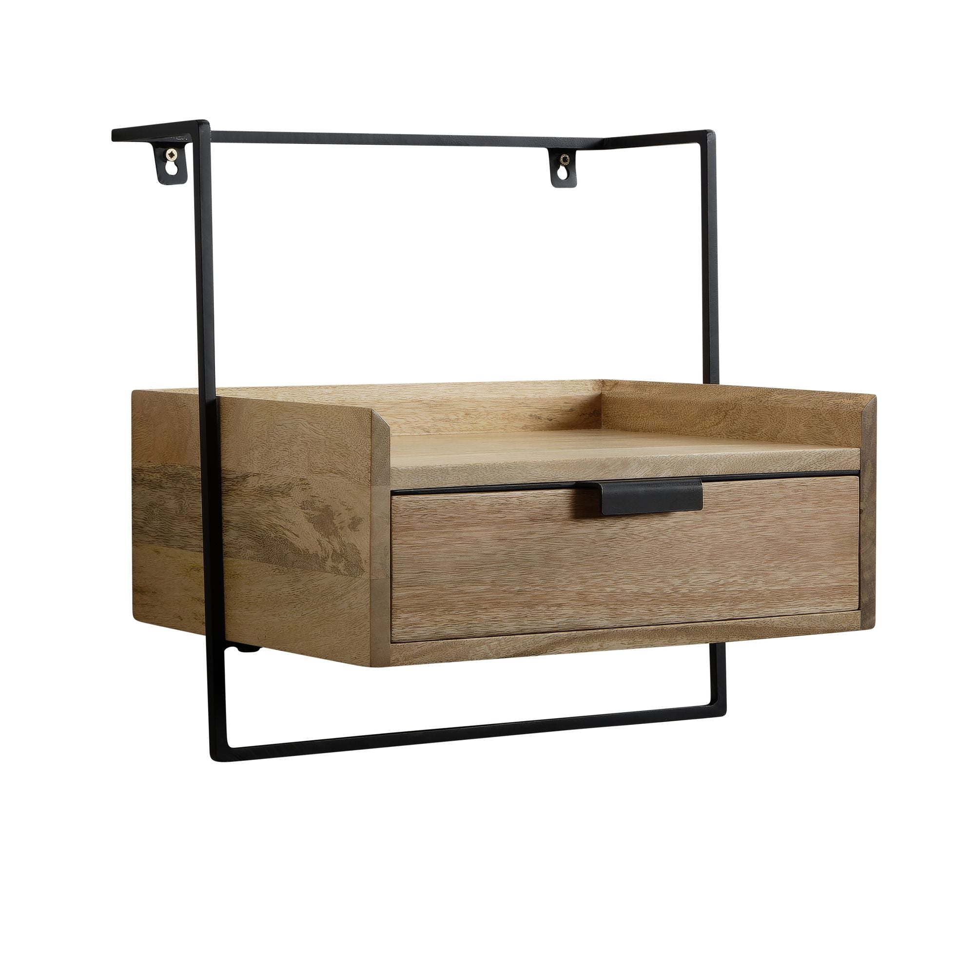 Nancy's Bovolenta Bedside Table - Floating Drawer - Walnut / Black - ± 40 x 10 x 30 cm