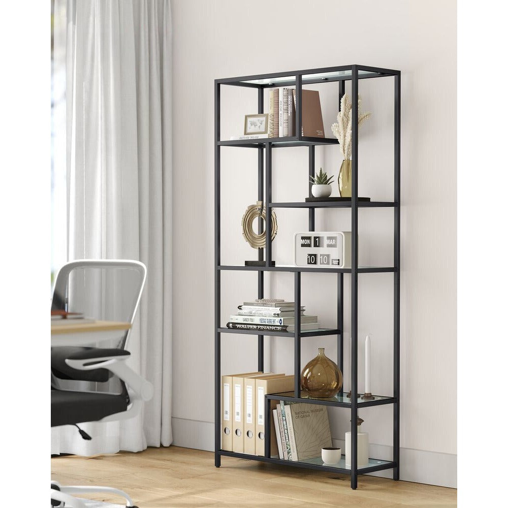Nancy's Lara Bookcase Black Transparent - Wall cabinet - Storage cabinet - Standing cabinet - 80 x 30 x 180 cm