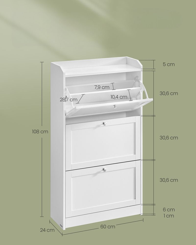 Nancy's Souto Schoenenkast - Schoenenrek - Wit - ± 60 x 25 x 110 cm