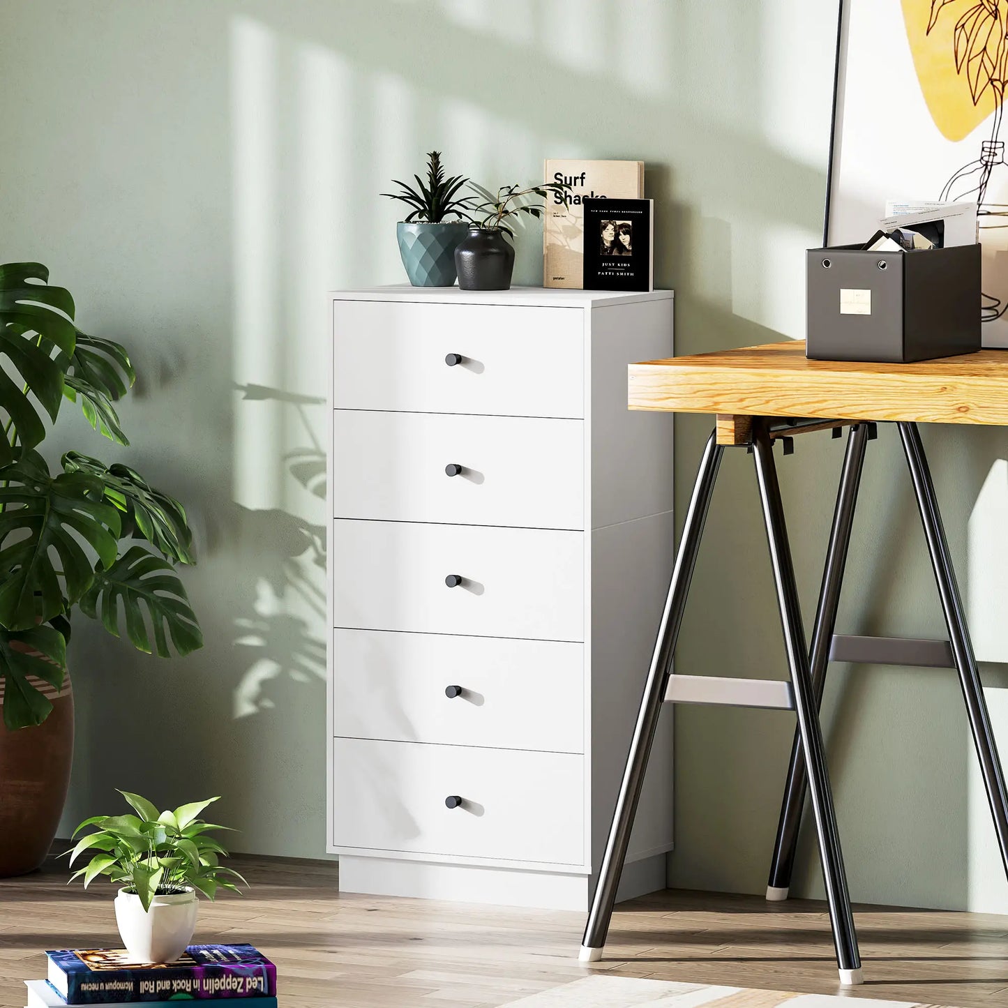 Nancy's Fossalon Commode - Dressoir - Opbergkast - Wit - ± 45 x 30 x 95 cm