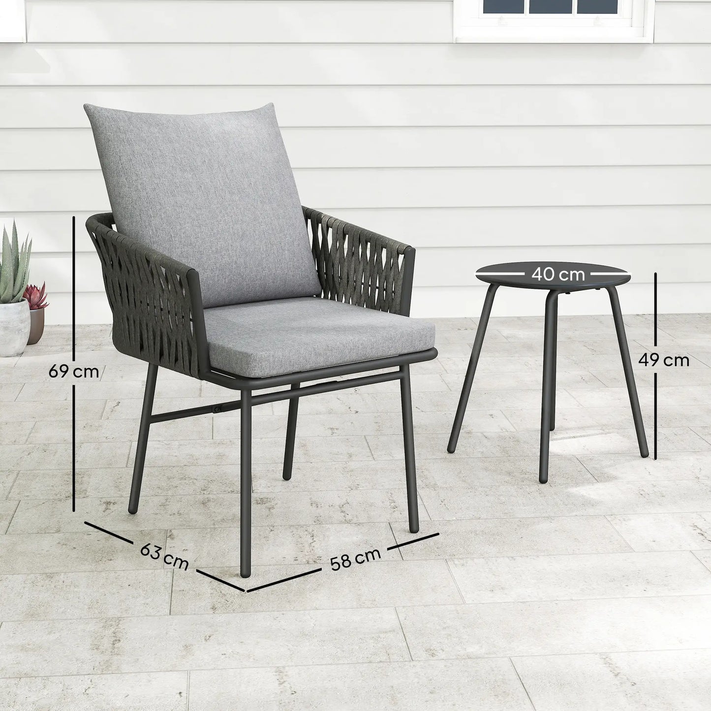Nancy's Guanzate Bistroset - Balkonset - Tuinset - Grijs - Rotan