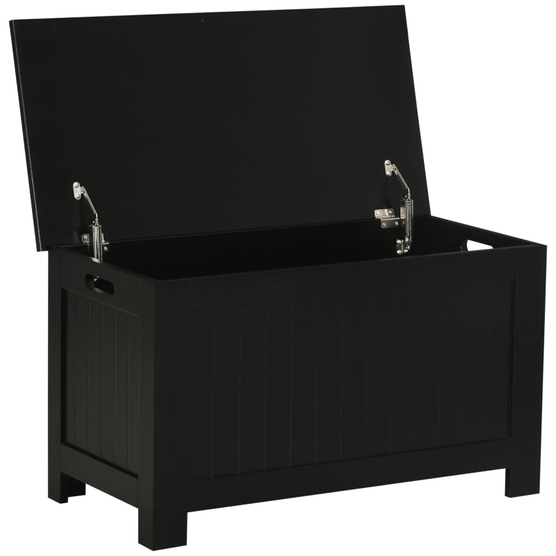 Banc Nancy's Madeley avec espace de rangement avec charnières de sécurité, Boîte de rangement, boîte de rangement, noir